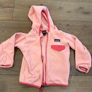 Patagonia little pink/coral 3T fleece jacket with hood